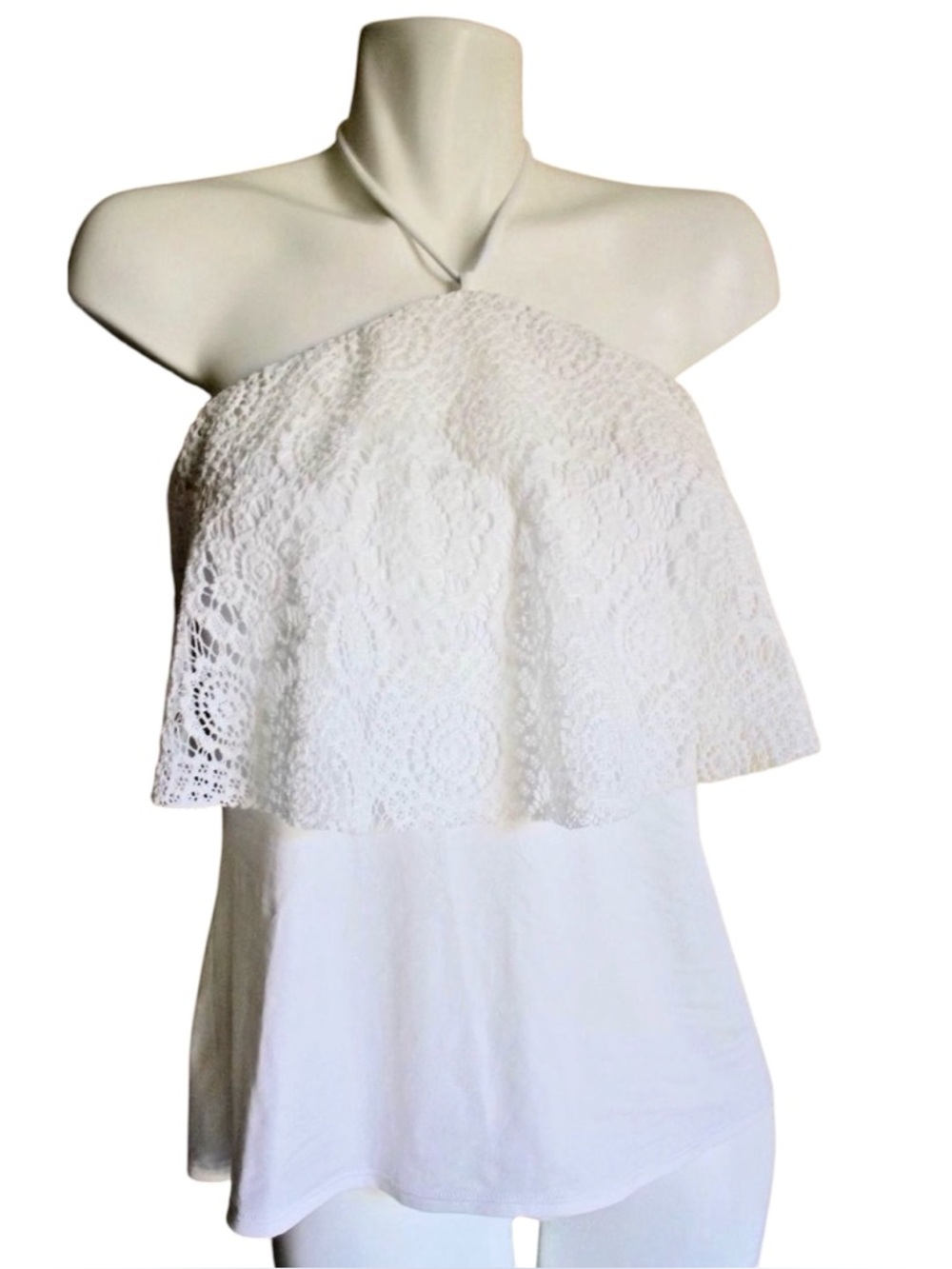 MICHAEL MICHAEL KORS Crochet Knit Halter Tankini Bikini Top